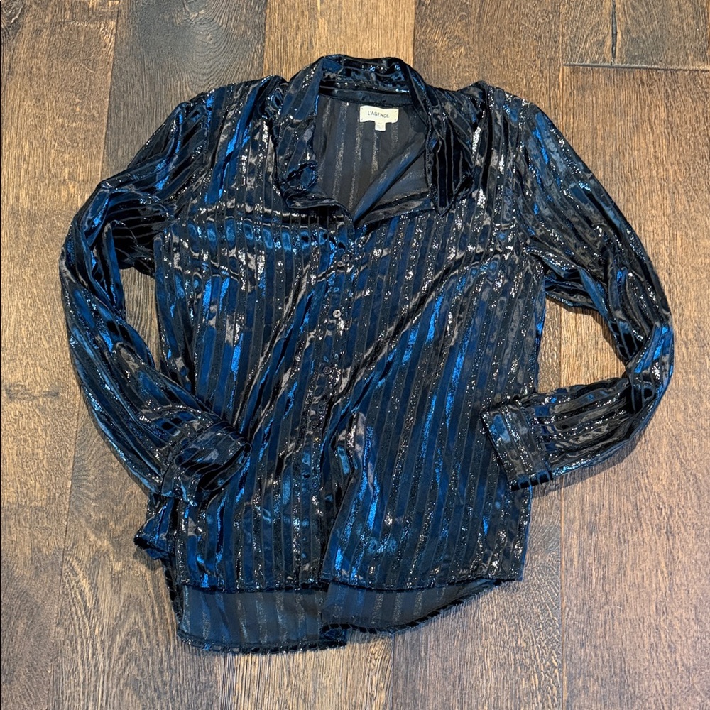 L'AGENCE Black Sheer Blouse
